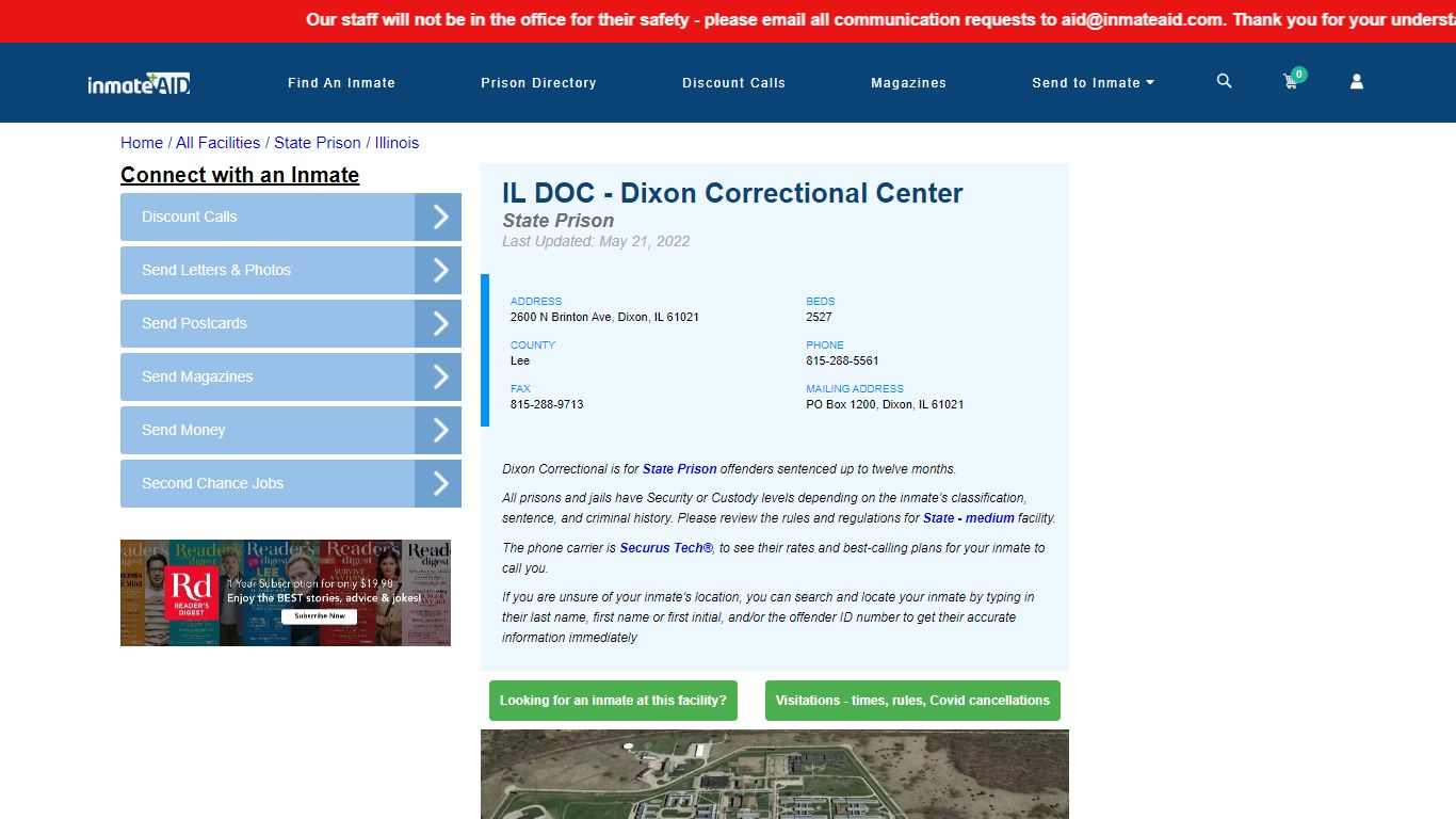 IL DOC - Dixon Correctional Center & Inmate Search - Dixon, IL