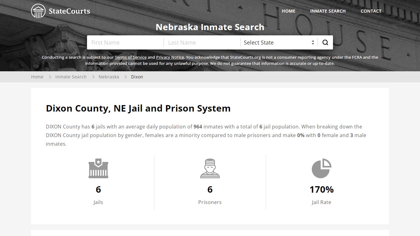 Dixon County, NE Inmate Search - StateCourts