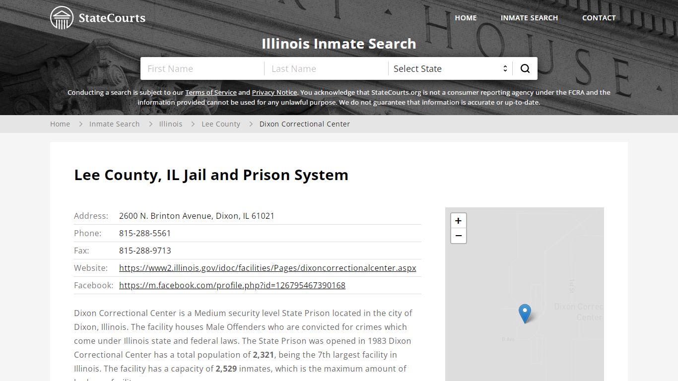 Dixon Correctional Center Inmate Records Search, Illinois - StateCourts